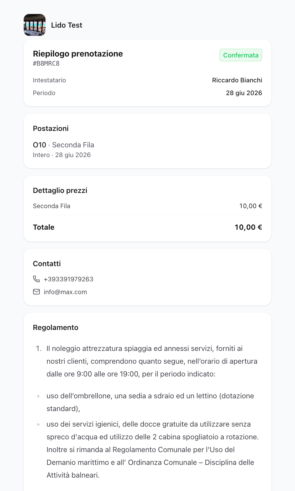 Rules on the customer's booking page